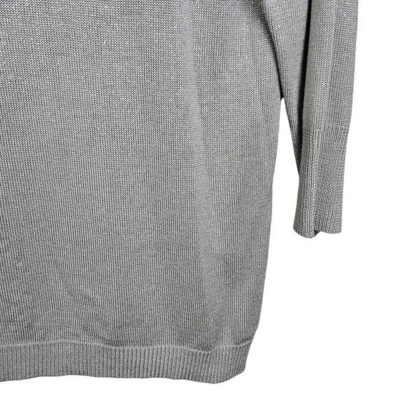 Cupio Gray Metallic 3/4 Sleeve Pullover V Neck‎ Sweater Size Large - Picture 5 of 8